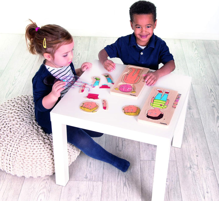 Beleduc Lagen-Puzzle "Dein Körper" Junge aus Holz, Anatomie Lernpuzzle für Kinder, ab 4 Jahren, Lage