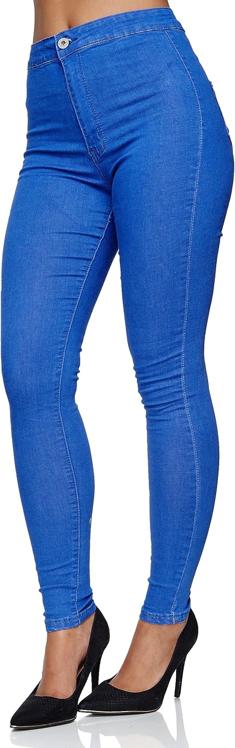 Elara Damen Slim Fit Hose Highwaist Jeans Chunkyrayan, Navy Chicago