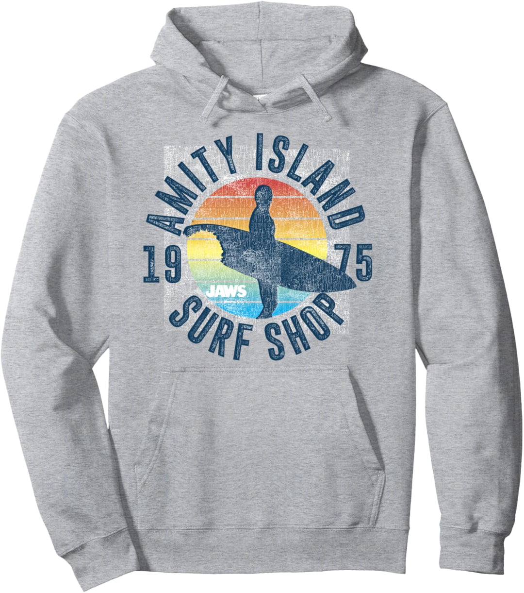 Jaws Amity Island Surf Shop 1975 Retro Logo Pullover Hoodie
