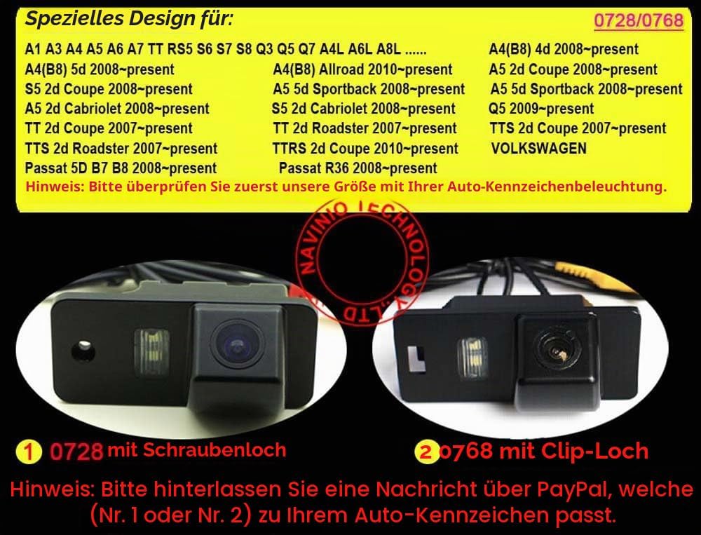 Auto Rückfahrkamera in Kennzeichenleuchte Weitwinkel mit Radar Sensor Einparkhilfe,Fahrzeug-spezifis