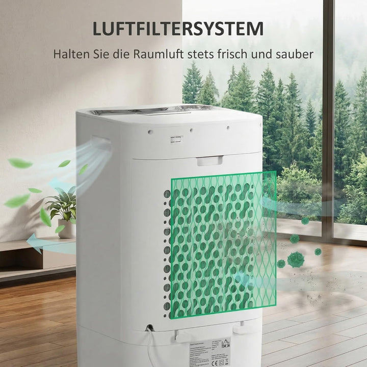 HOMCOM 3 in 1 Luftkühler mit Luftbefeuchtung Wasserkühlung 15L 60° oszillierendes Ventilator 65W mit