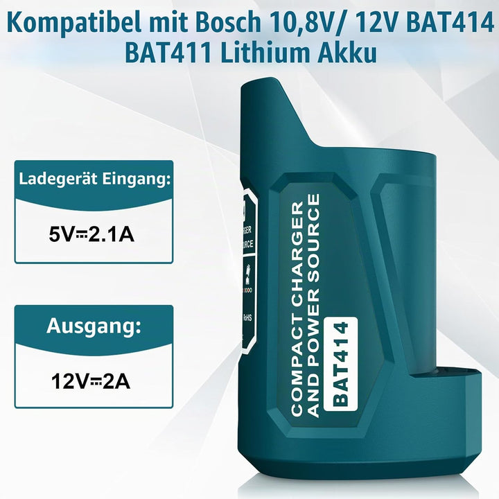 TPDL Adapter für Bosch GBA 12V Professional System mit DC-Anschluss und USB-Outport, Power Wheels, L
