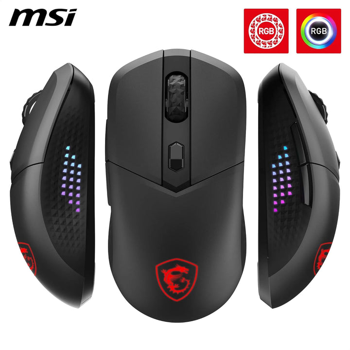 MSI Versa 300 Elite Wireless Gaming-Maus – 26.000 DPI-Optosensor, 1000 Hz Polling-Rate, symmetrisch,