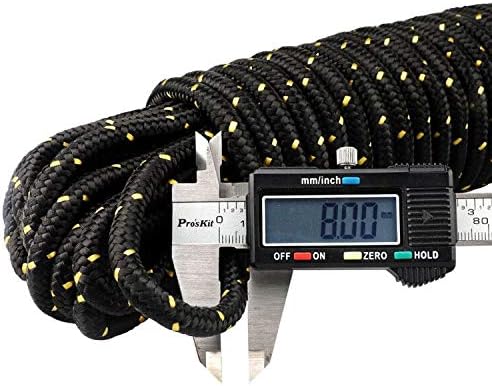 G2PLUS 8mm Paracord Seil, Schwarz Nylonseil, 20M Multifunktional Outdoor Seil, Kletterndes Zugbinde