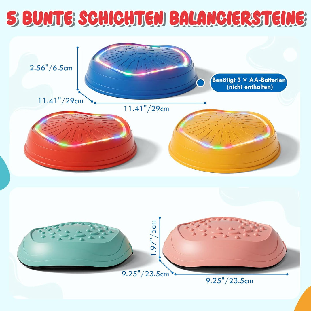 Lehoo Castle Balanciersteine für Kinder mit Lichtern und Musik, Stapelsteine Balance Steine Set Für