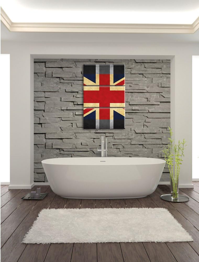 Pixxprint Landesflagge von England schwarz/weiss 3-Teiler Leinwandbild 120x80 Bild auf Leinwand
