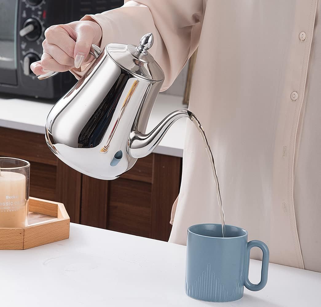 SANQIAHOME 1550ml Edelstahl-Teekanne mit herausnehmbarem Siebeinsatz, Qualitäts-Teekanne mit kleinem