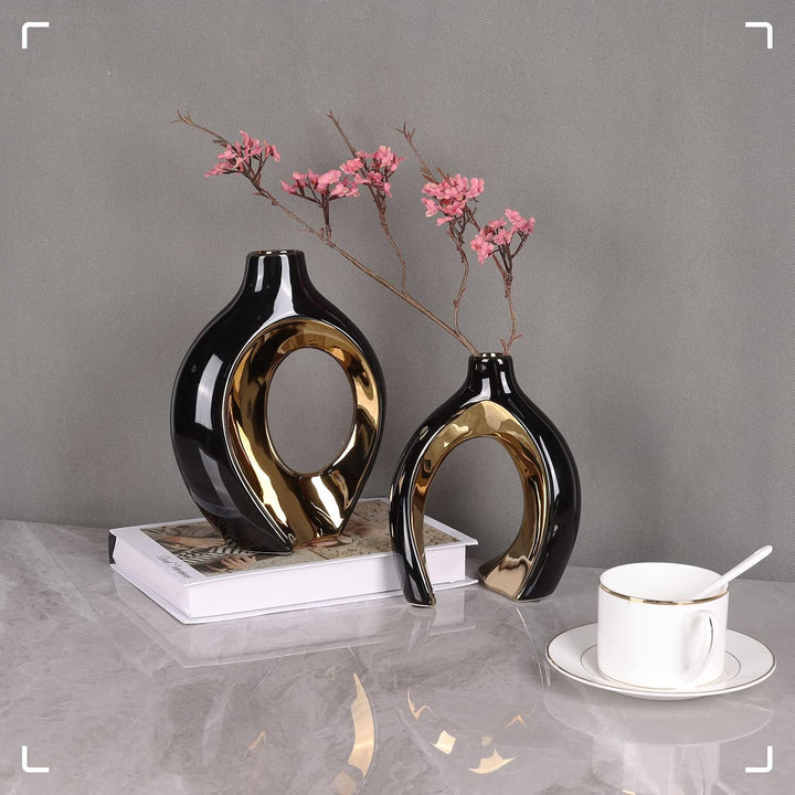 XIAOMAGG Keramik Vase，2er Set Hohle Weisse Moderne Vasen für Nordisches, Vasen Deko, ästhetische Boh