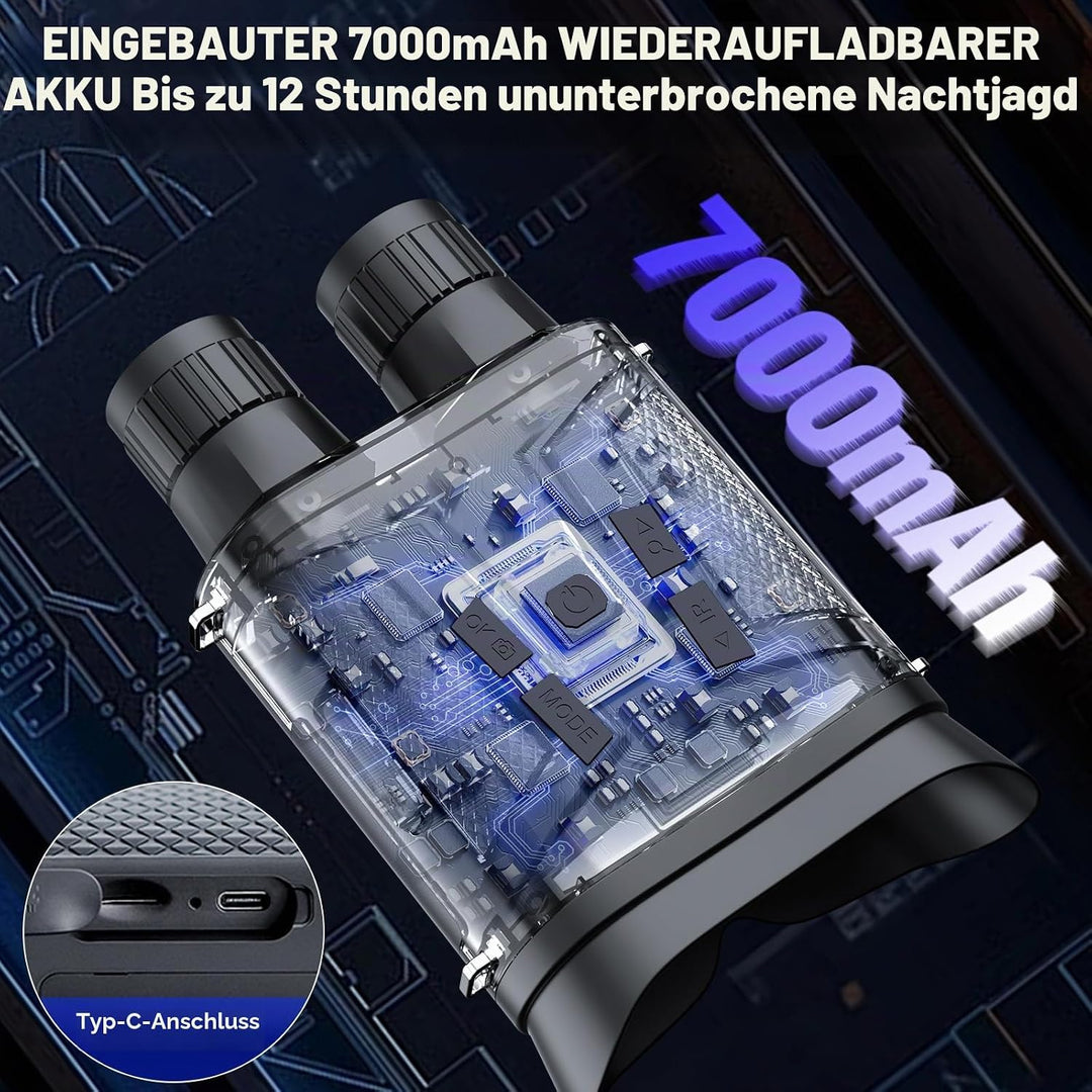 4K Nachtsichtgerät Jagd mit 7000mAh Akku – Digitales Infrarot Fernglas mit 3" LCD, 800m Reichweite,