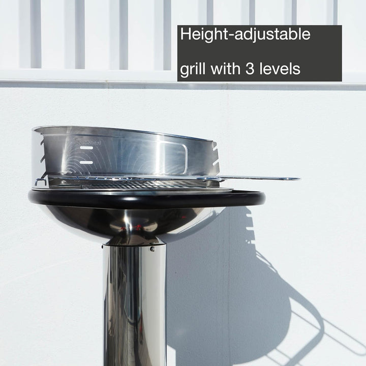 Barbecook Loewy 50 Holzkohlegrill BBQ mit Windschutz aus Edelstahl, Grillen für 10 Personen, 51.5x56