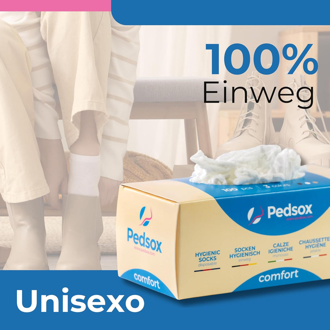 Pedsox Hygienische Einweg-Socken Multipack Sparpack - 3 Packungen à 100 Stück, Gemischt., Einheitsgr