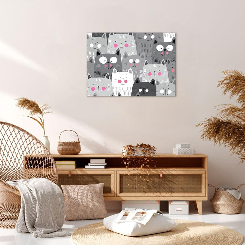 Bilder auf Leinwand Kittys Tiere Illustration Leinwandbild 70x50cm Wandbilder Dekoration Wohnzimmer