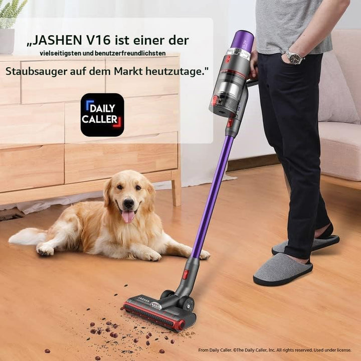 JASHEN V16 Akku-Staubsauger,StarkeSaugleistungvon22.000Pa, bis 40min, beutellos,HEPA 13,600ml Staubt