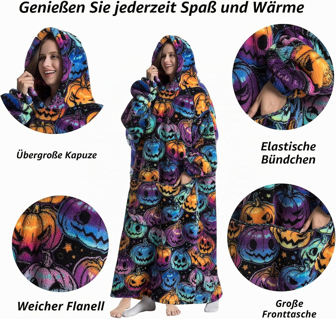 Yzehomijia Lange Hoodie Decke mit Ärmeln für Damen &amp; Erwachsene - Kuscheldecke mit Ärmeln - Weiche &amp;