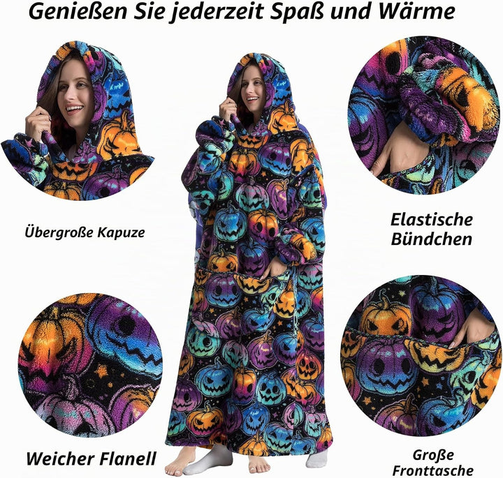 Yzehomijia Lange Hoodie Decke mit Ärmeln für Damen &amp; Erwachsene - Kuscheldecke mit Ärmeln - Weiche &amp;