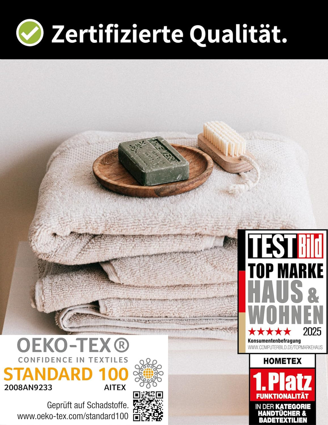 2X Duschtuch + 4X Handtuch | Bordeaux | 100% Baumwolle Frottier | Oeko-TEX® Standard 100 | Premium Q