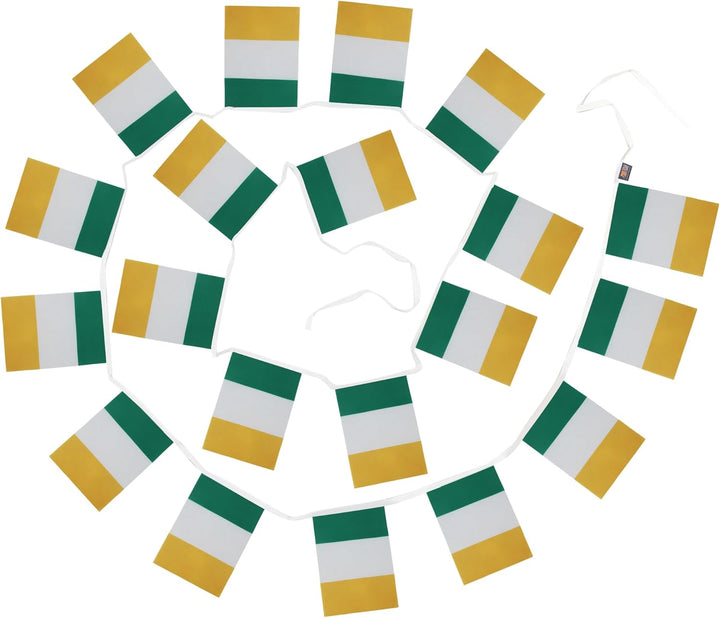 AZ FLAG FAHNENKETTE Irland 12 Meter mit 20 flaggen 45x30cm- IRISCHE Girlande Flaggenkette 30 x 45 cm