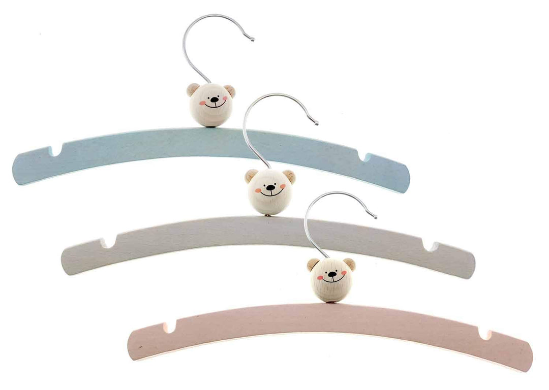 Hess Holzspielzeug 13361 - Kleiderbügel für Babykleidung, aus Holz, mit Teddy Motiv, ca. 26 x 12 cm,