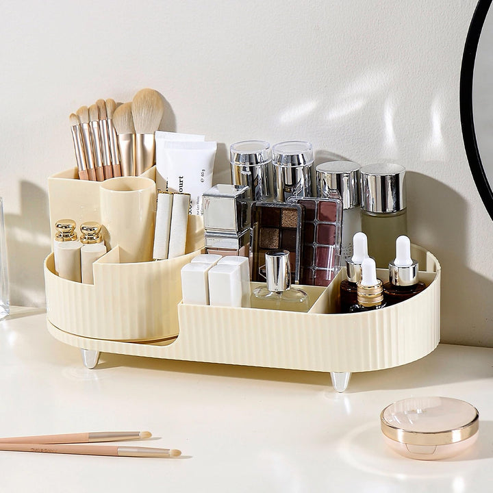 Make up Organizer 360° Drehbar, Grosser Bad Kosmetik Organizer mit Aufbewahrungsbox für Schminktisch