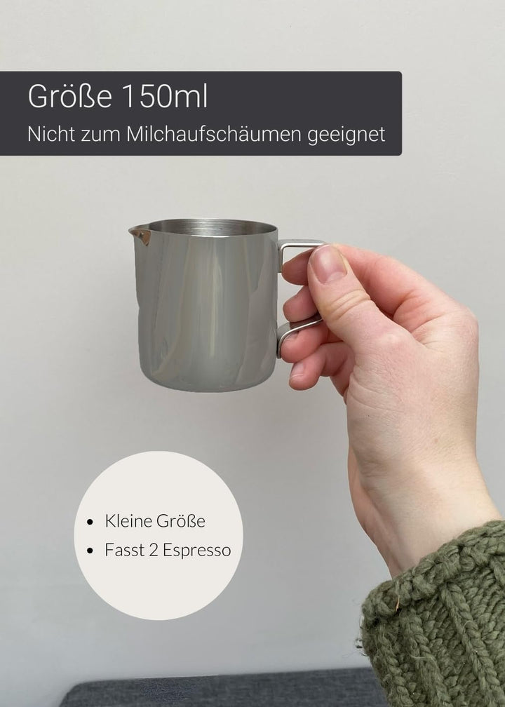 Lambda Coffee Barista Espresso Kännchen Edelstahl 150ml I Espresso Kanne schwarz-anthrazit zum Giess