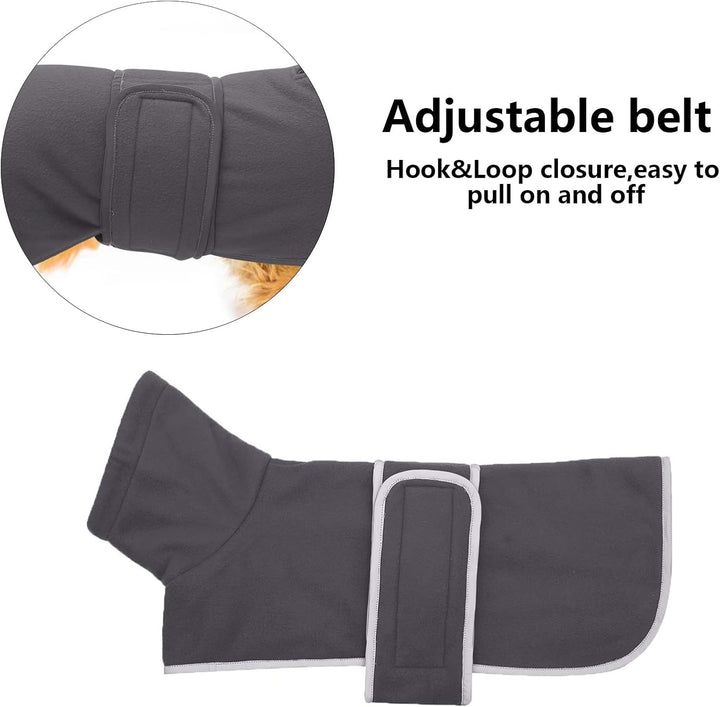 MOREZI Winterhundejacke mit wattiertem Flusenfutter, verstellbarem Klettknopf und hochklappbarem Ste