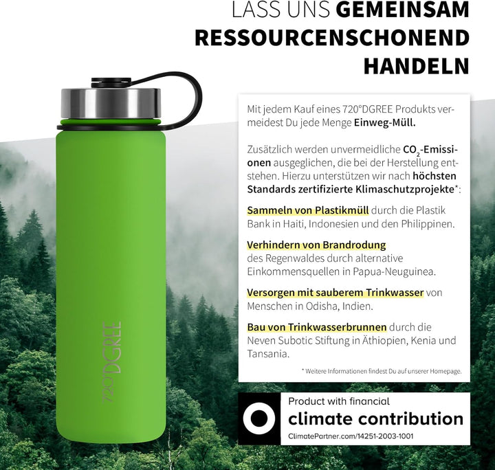 720°DGREE Edelstahl Trinkflasche 710ml “noLimit” - Auslaufsicher, Kohlensäure geeignet, BPA-Frei - T