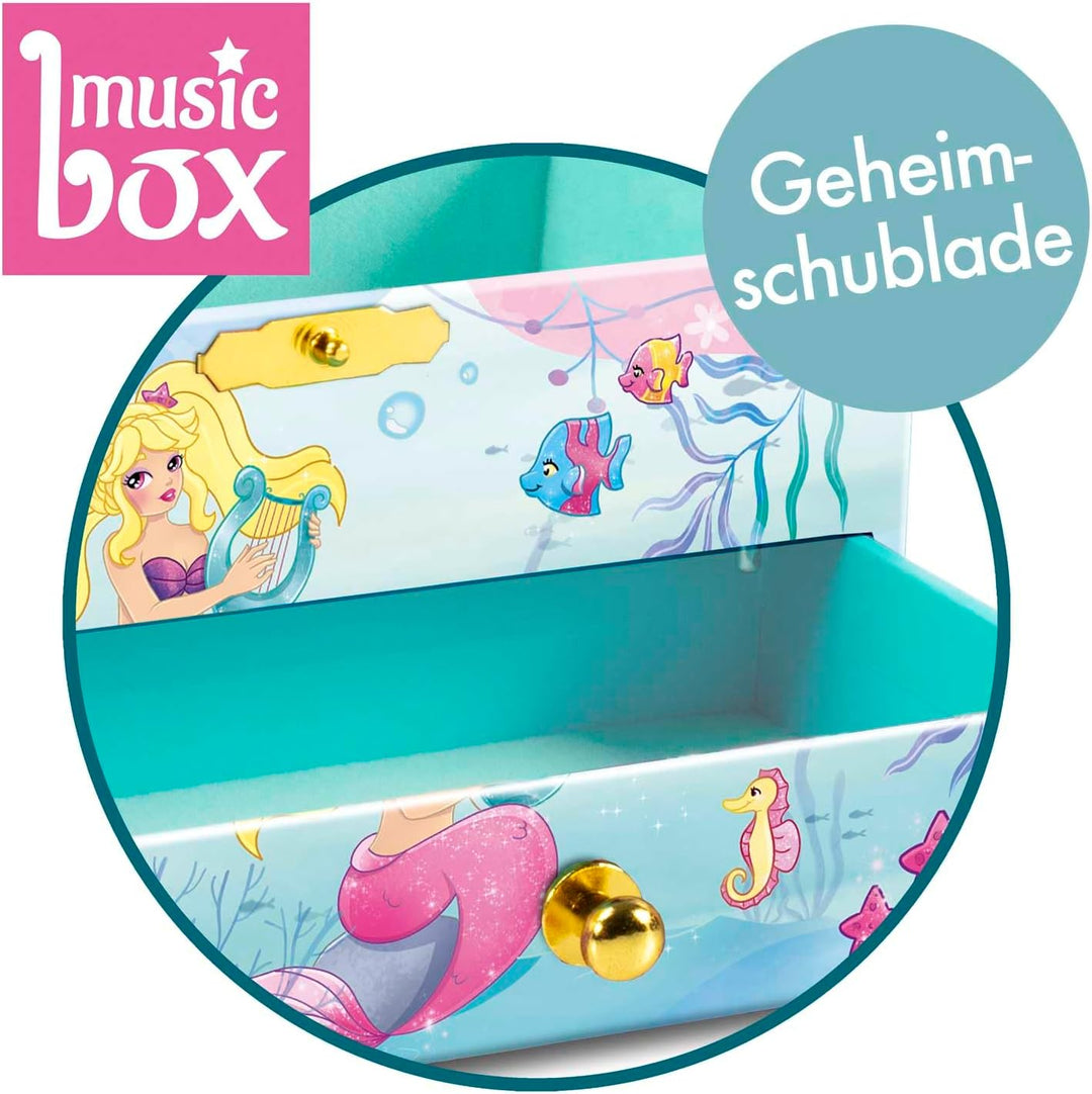 CRAZE MUSIC BOX Mermaid | Spieluhr mit Melodie, Mädchen Schmuckkästchen mit drehender Meerjungfrau,