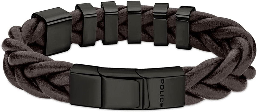 Police Armband für Herren Edelstahl Gear Dunkelbraun PEAGB2211526
