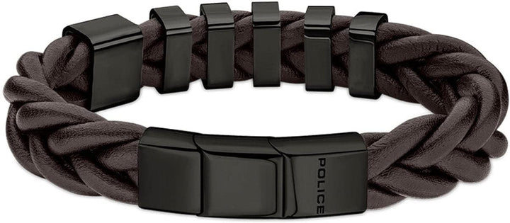 Police Armband für Herren Edelstahl Gear Dunkelbraun PEAGB2211526