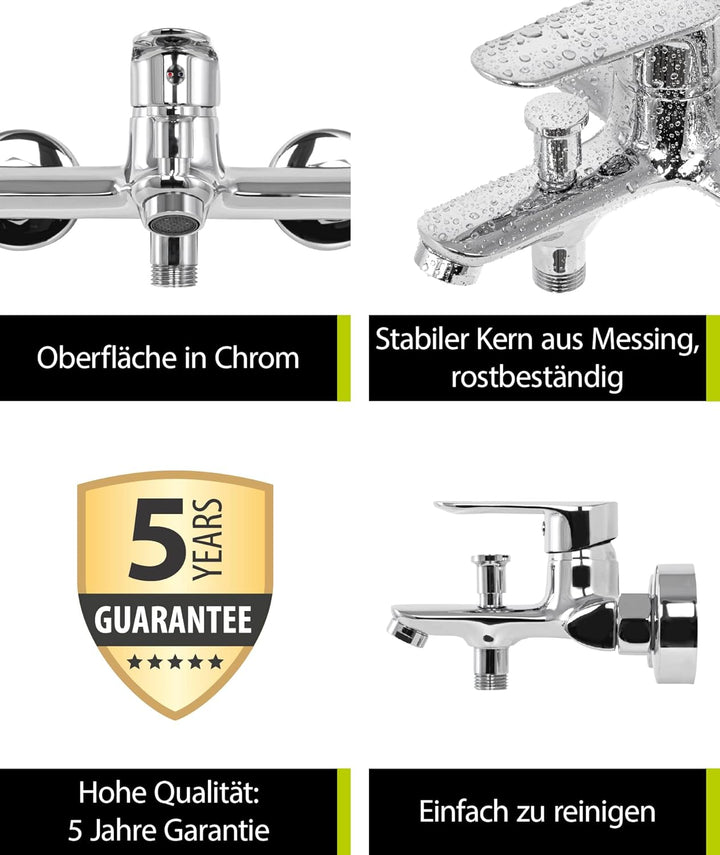'aquaSu® Wannenarmatur Fera mit Umsteller, Typ 1/2 '' Brauseabgang unten, Wandbefestigung, Standard