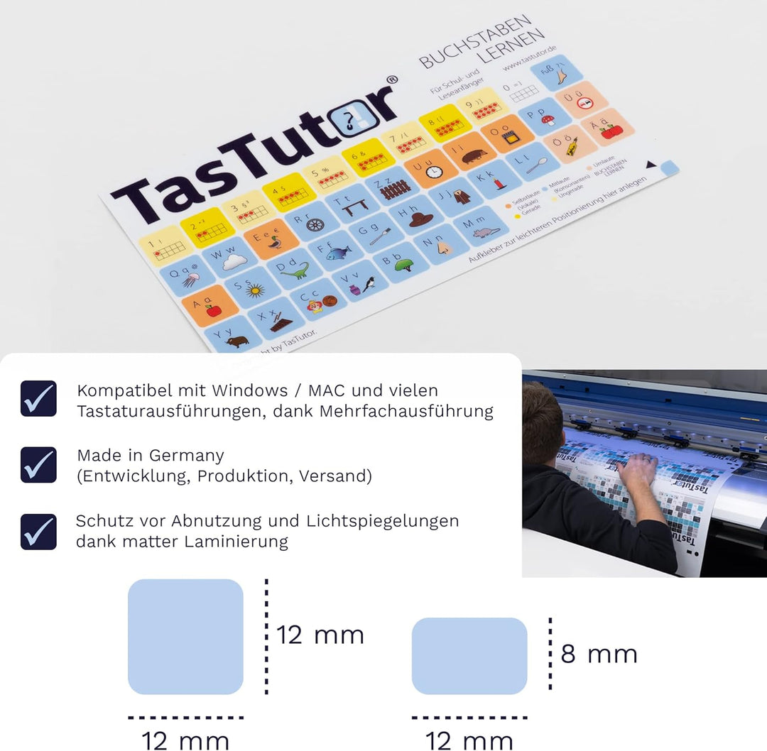 Kinder Tastatur Aufkleber für Buchstaben und Zahlen Lernen | Tastaturaufkleber deutsch für Windows u