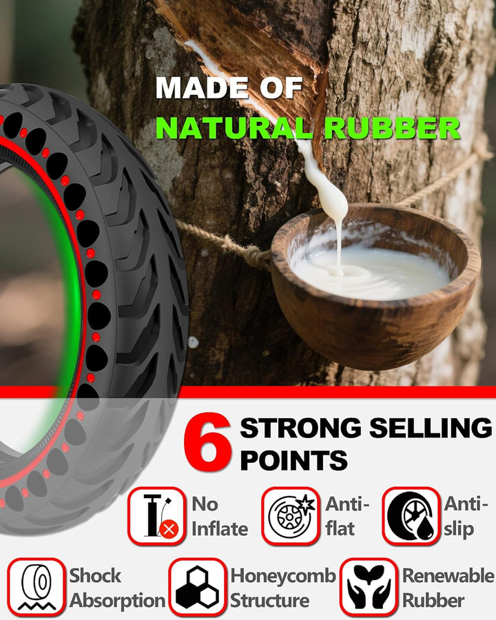 2PCS E Scooter Reifen 50/75-6.1 Tubeless, Werten Sie Ihr Scooter Auf mit Reifen 8 1/2 x2, Vollgummir