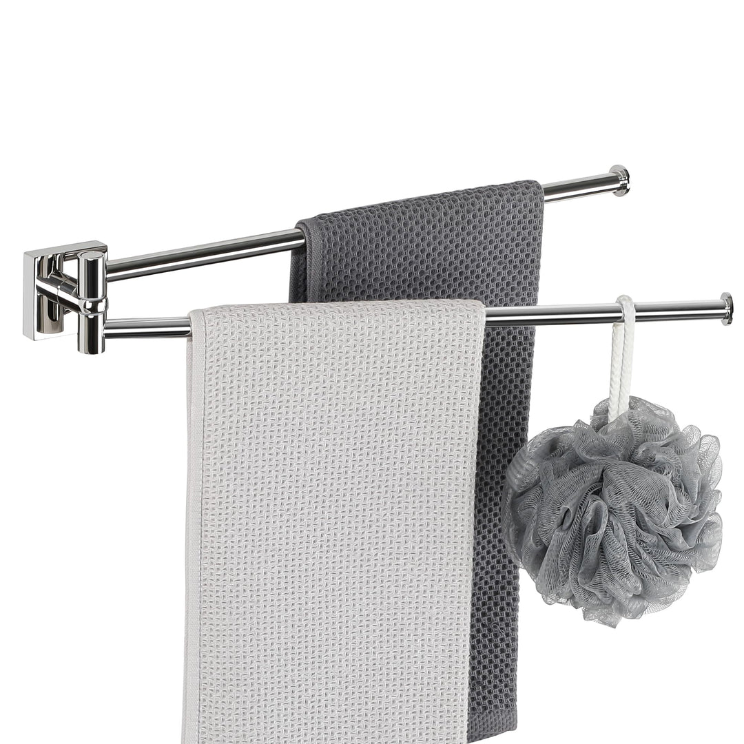 SAYAYO Handtuchhalter Schwenkbar Handtuchhalter Wand Chrom Handtuchstange 2 Armig Gästehandtuchhalte