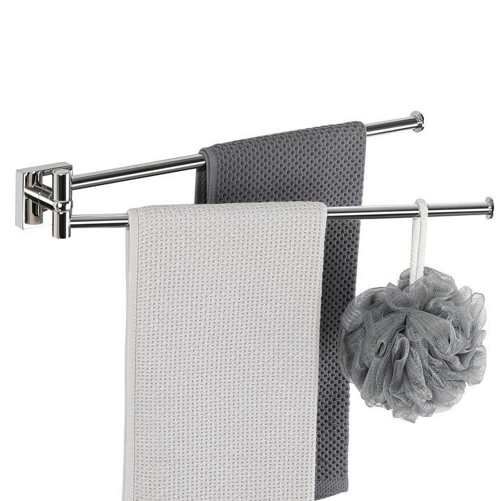 SAYAYO Handtuchhalter Schwenkbar Handtuchhalter Wand Chrom Handtuchstange 2 Armig Gästehandtuchhalte