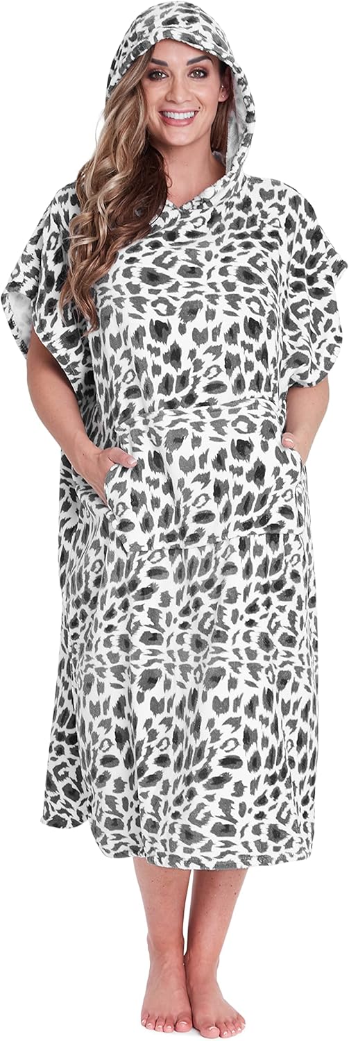 CityComfort Badeponcho Damen und Herren Kapuzenhandtuch, Baumwolle Frottee Surf Poncho (S/M, Grau Le