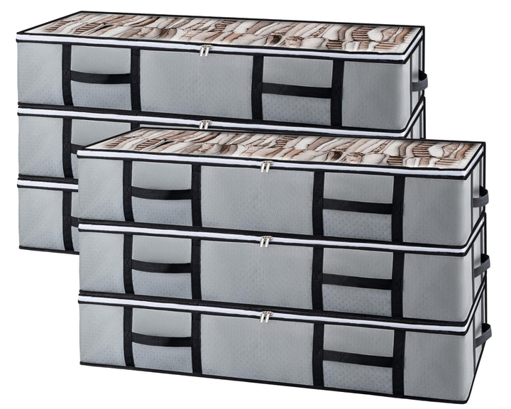 GoMaihe 6 Stück 90L Unterbett Aufbewahrungsbox mit deckel, Unterbettkommode Aufbewahrungstasche für
