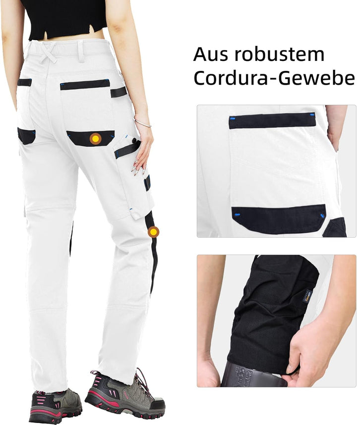 WORK IDEA Damen Slim-Fit Stretch Arbeitshose: Kritische Stoffbereiche aus Cordura – strapazierfähige