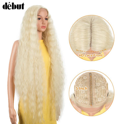 DÉBUT Lace Front Perücke Super lange gewellte Perücke für Damen 104 cm 280g Kunsthaar Hitzebeständig