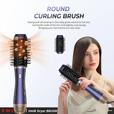 Airstyler Warmluftbürste Set 6 in 1, 1000W Haarstyler Stylingbürsten Set mit Haartrockner, Rundbürst