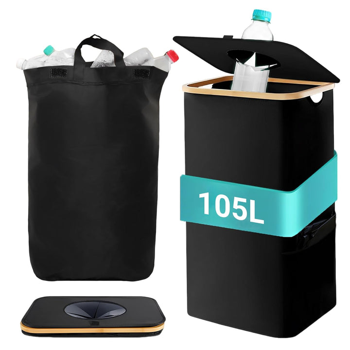 105L Pfandflaschen Sammelbehälter,Gross Pfandflaschen Behälter für 30-50 Flaschen Recycling Behälter