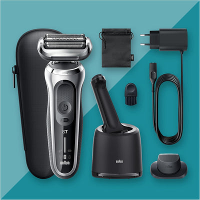 Braun Series 7 Elektrorasierer 360° Flex mit Reinigungsstation, Trimmer & Rasierer Herren Elektrisch