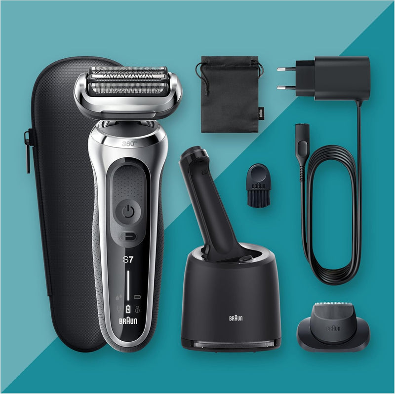Braun Series 7 Elektrorasierer 360° Flex mit Reinigungsstation, Trimmer & Rasierer Herren Elektrisch
