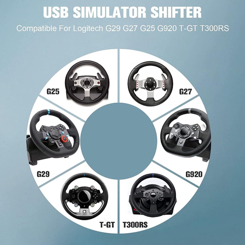 Zunate USB Simulator Shifter für ATS ETS Dust WRC SIM Racing Game, 6+R PC Game H Gearshifter für Log