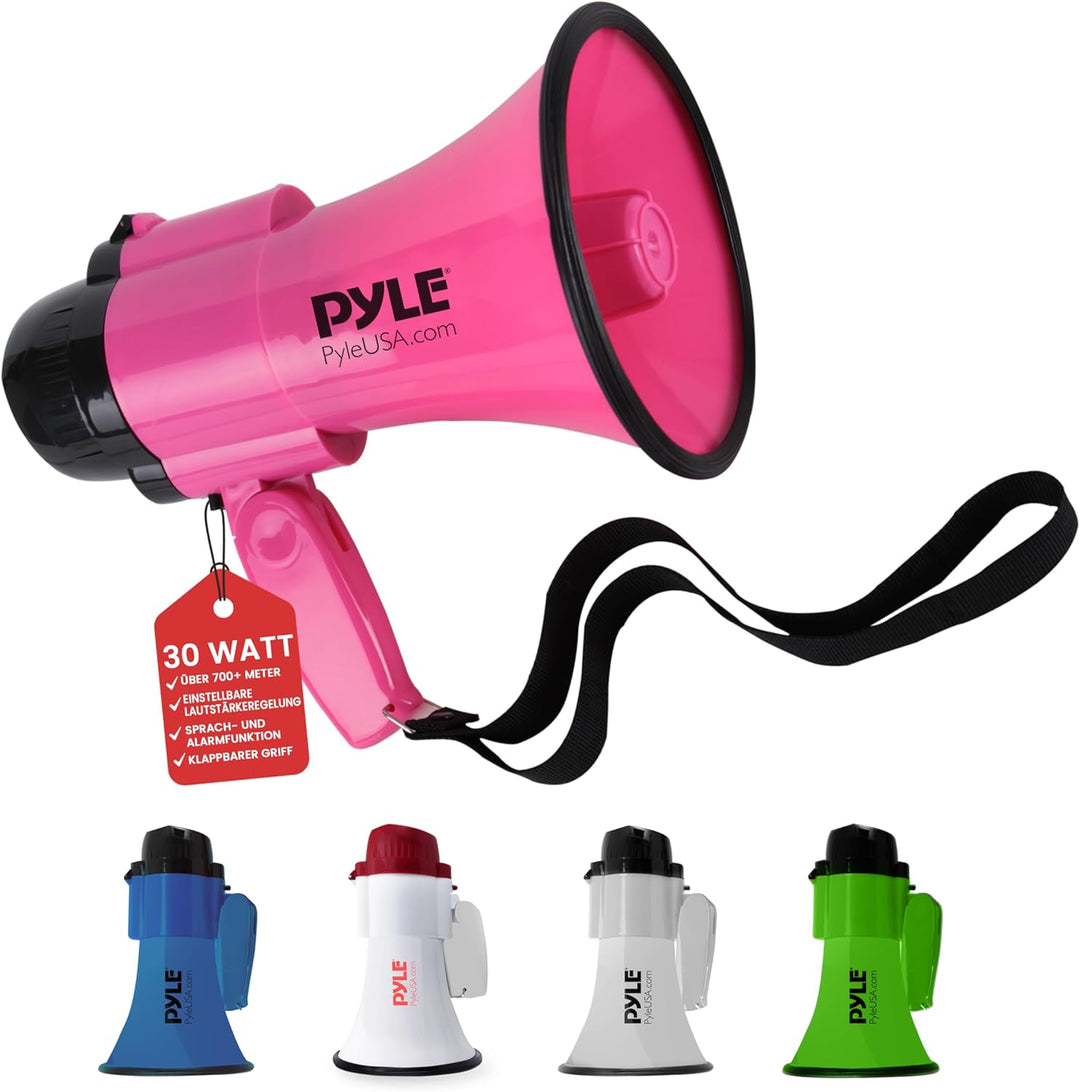 Pyle Megaphon mit Sirene & Mikrofon, Signalhorn – Megafon, Megaphone Kinder & Erwachsene 30 Watt Fal