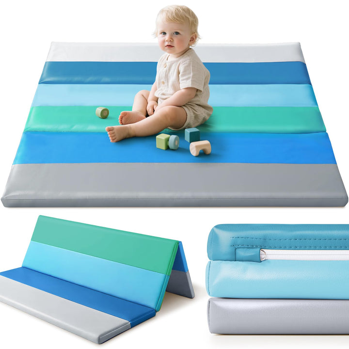 JungleDove Schaumstoff Spielmatte für Baby: 121 x 121cm PU-Leder wasserdicht Kinder Spielmatte - Bab