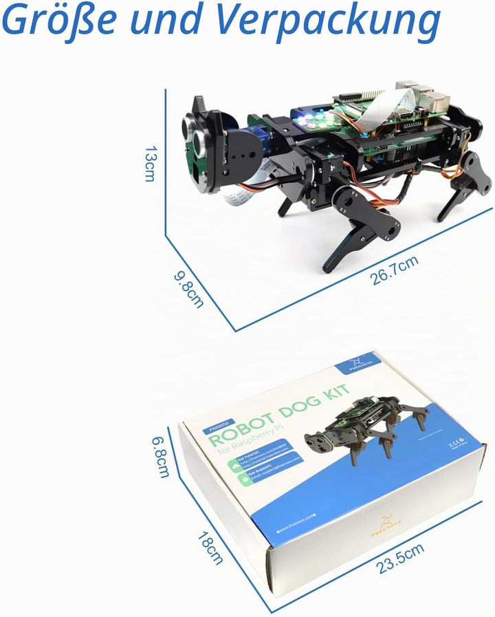 Freenove Robot Dog Kit for Raspberry Pi 4 B 3 B+ B A+, Walking, Self Balancing, Ball Tracing, Face R