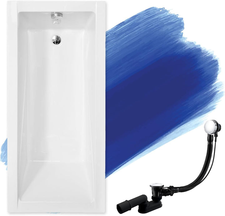 BADLAND Badewanne Original Weiss Acryl Wanne Rechteck MODERN 160x70 KOMPLETTSET SET + Füssen und Exk