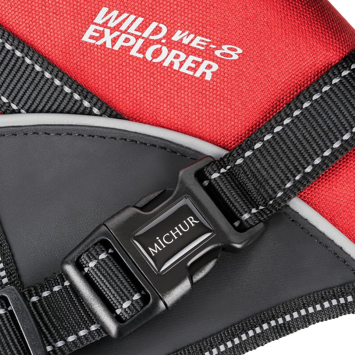 MICHUR Joel Hunde BRUSTGESCHIRR rot, Nylon Hundegeschirr, Hundegeschirr, mit Reflektoren, Neopren, W