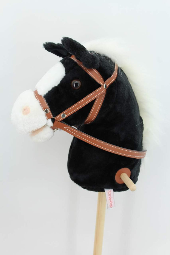 Sweety Toys 5093 Steckenpferd BLACKY super-süss, mit Funktion. Ohr drücken, Galopp und Pferdegewiehe