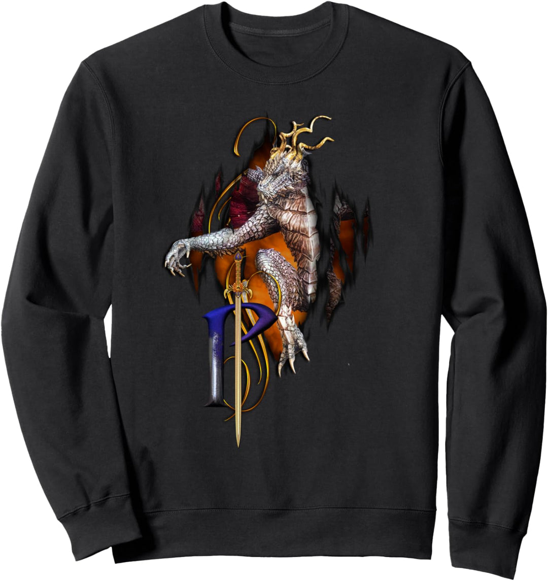 Buchstabe P Drachen mit Monogramm Sweatshirt